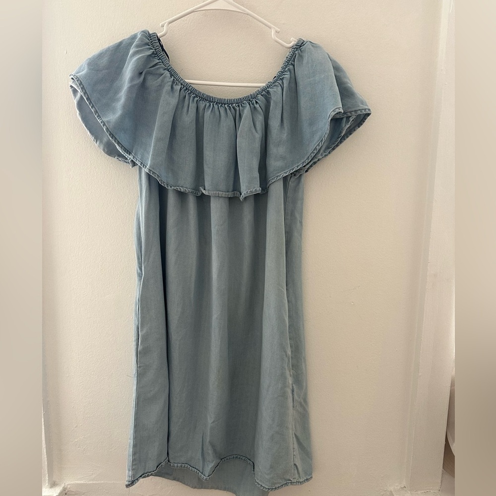 Zara Light Blue Off-Shoulder Dress